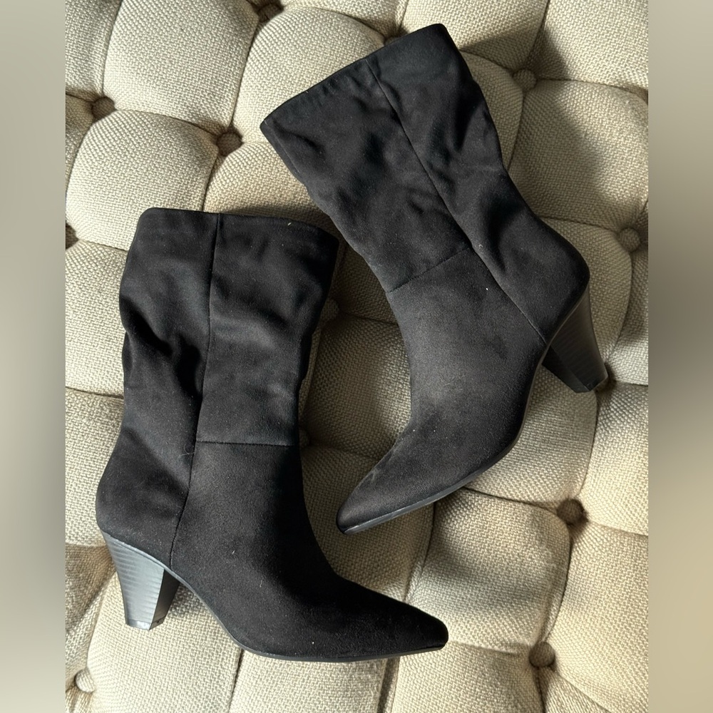 Target Black Slouchy Heeled Boots | Slouchy Block Heel Boots | 2.5 Inch Heel